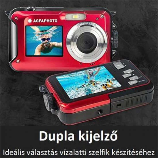 Fényképezőgép, kompakt, digitális, vízálló, AGFA "WP8000", piros