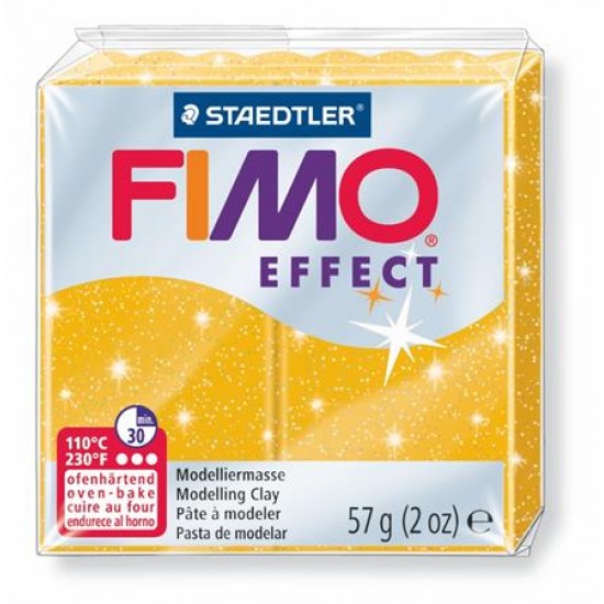 Gyurma, 57 g, égethető, FIMO "Effect", csillámos arany