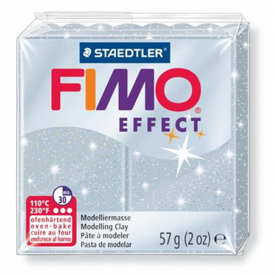 Gyurma, 57 g, égethető, FIMO "Effect", csillámos ezüst