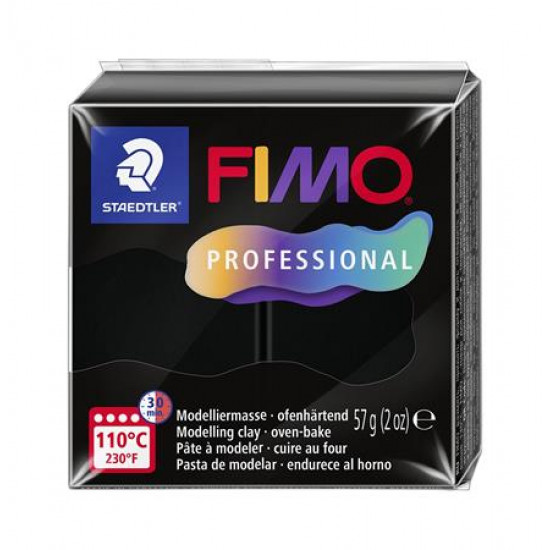 Gyurma, 57 g, égethető, FIMO "Professional", fekete