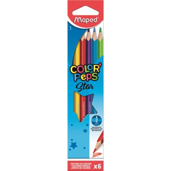 Színes ceruza készlet, háromszögletű, MAPED "Color`Peps", 6 különböző szín