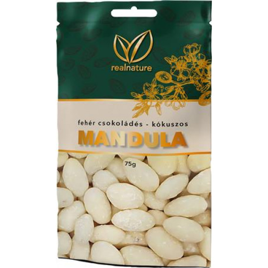 Mandula, 75 g, REAL NATURE, kókuszos-fehércsokoládés