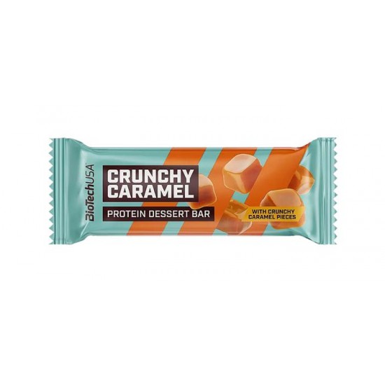 Fehérjeszelet, gluténmentes, 50g, BIOTECH USA "Protein Dessert Bar", Crunchy Caramel