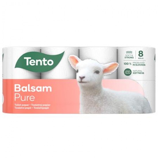 Toalettpapír, 3 rétegű, 8 tekercses, TENTO "Balsam Pure", fehér