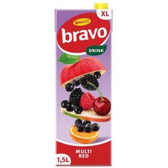 Gyümölcsital, 12%, 1,5 l, RAUCH "Bravo", piros multivitamin