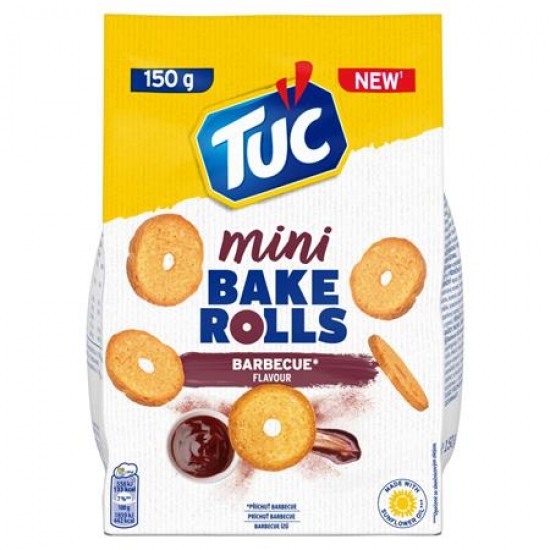 Pirított kenyérkarika, 150 g, TUC "Mini Bake Rolls", barbecue