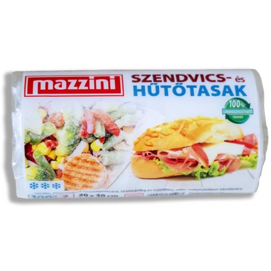 Hűtő- és uzsonnástasak, köthető füles, 1 l, MAZZINI, átlátszó