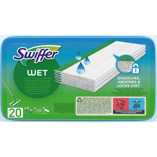 Nedves padlótörlő kendő, utántöltő, 20 db, SWIFFER "Sweeper", citrus illat