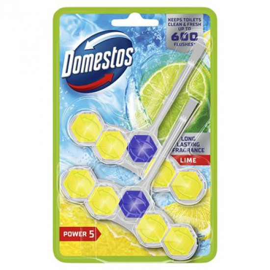 WC fertőtlenítő, 2 db-os, DOMESTOS "Power 5", lime