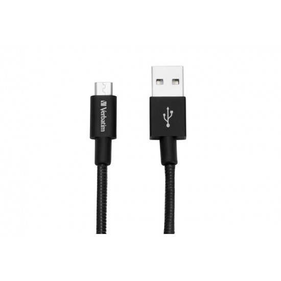 USB kábel, USB - micro USB, 0,3 m, VERBATIM, fekete