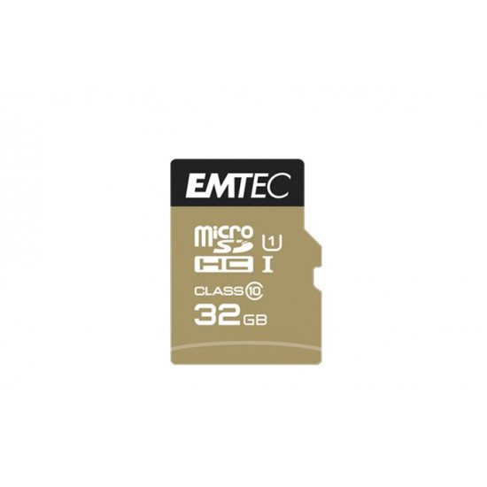 Memóriakártya, microSDHC, 32GB, UHS-I/U1, 85/20 MB/s, adapter, EMTEC "Elite Gold"