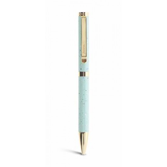 Golyóstoll, 0,8 mm, arany színű klip, világoskék tolltest, FILOFAX "Expressions", kék