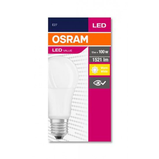 LED izzó, E27, gömb, A60, 13W, 1521lm, 2700K (MF), OSRAM "Value"