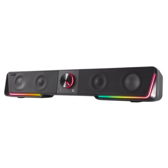Hangszóró, 12W, 2x3.5 mm jack + USB-A, SPEEDLINK "GRAVITY RGB Stereo Soundbar", fekete