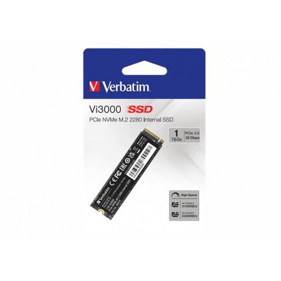 SSD (belső memória), 1TB, PCIe NVMe M2, 3300/1300 MB/s, VERBATIM "Vi3000"