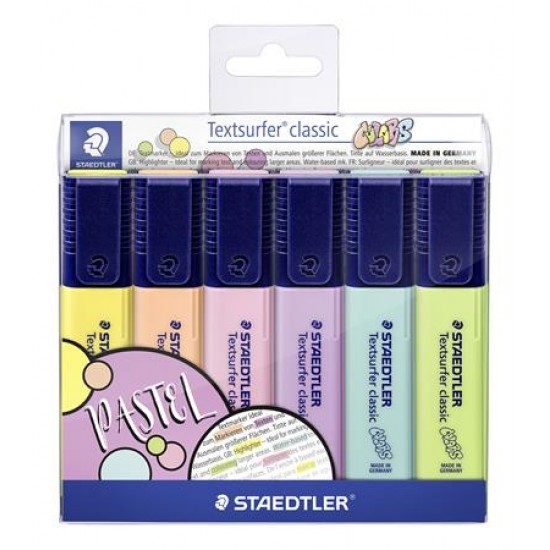 Szövegkiemelő készlet, 1-5 mm, STAEDTLER "Textsurfer Classic Pastel", 6 különböző szín