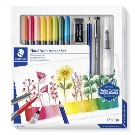 Ecsetirón készlet, kétvégű, STAEDTLER "Design Journey Floral", 8 különböző szín