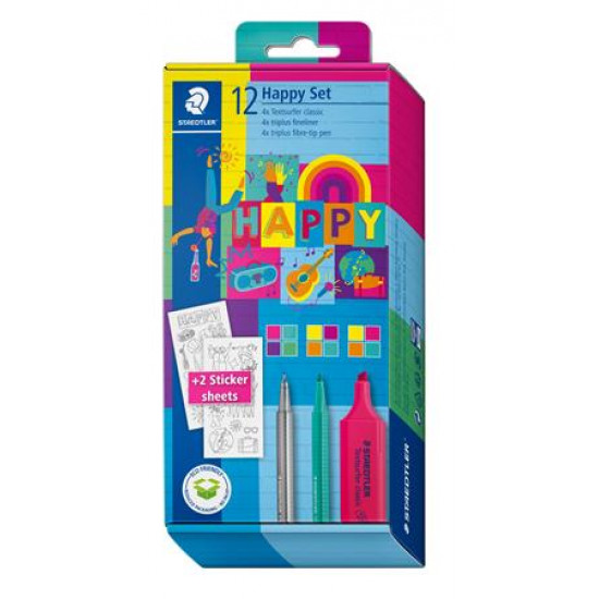 Írószer készlet, ajándék matricákkal, STAEDTLER® "Happy set 61 SC1"