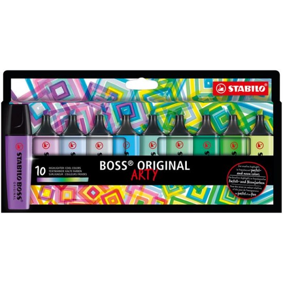 Szövegkiemelő készlet, 2-5 mm, STABILO "BOSS original Arty", 10 hideg szín