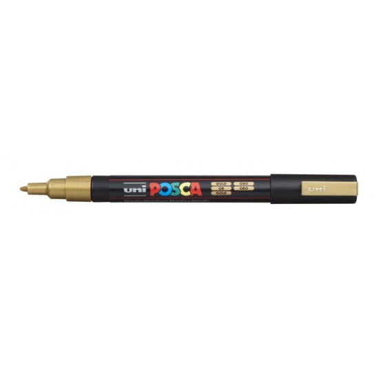 Dekormarker, 0,9-1,3 mm, UNI "Posca PC-3M", arany