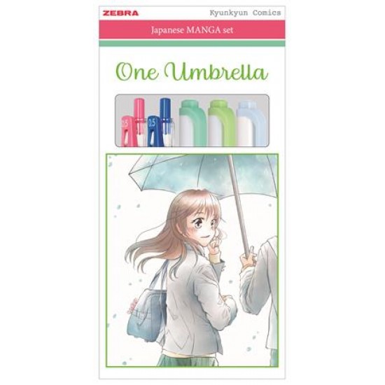 Írószer készlet, ZEBRA "Manga Set, One Umbrella", 5 darabos