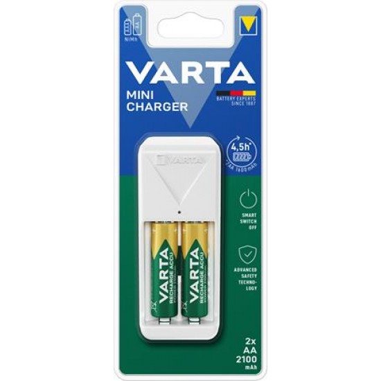 Elemtöltő, AA/AAA, 2x2100 mAh AA, VARTA "Mini"